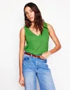 BODEN REGULAR VNECK SLUB TANKPARADISE GREEN WOMEN BODEN
