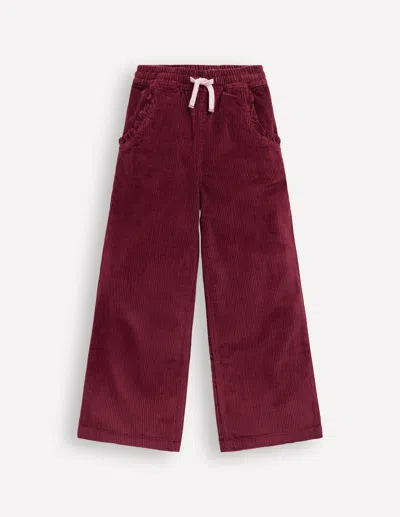 Boden Kids' Relaxed Cord Pants Deep Wisteria  In Burgundy