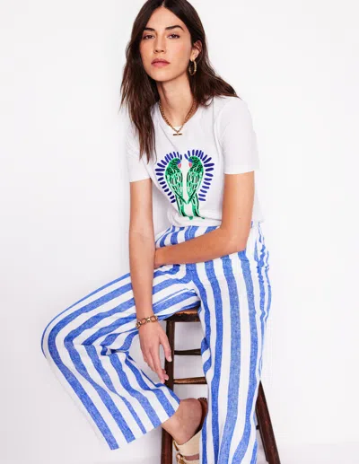 Boden Relaxed Novelty T Shirt White, Parrot Women
