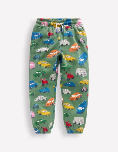 Boden Kids' Relaxed Printed Joggers Willow Green Traffic Jam