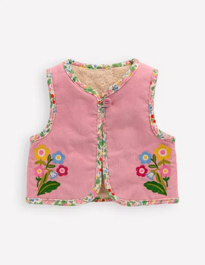 Boden Babies' Wendbare Weste Mit Stickerei-zephir/kokosnussmilch In Pink