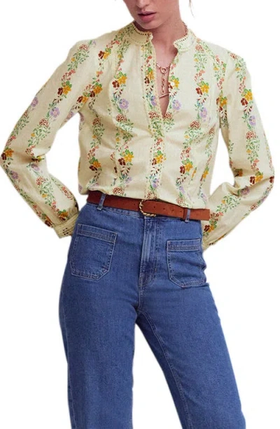 Boden Rhea Lace Trim Woven Shirt In Multi