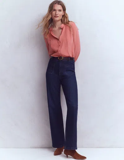 Boden Rhea Trim Detail Silk Top Vintage Rose  In Pink