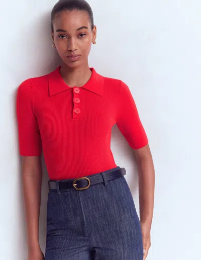 Boden Rhianne Baumwollpullover Aus Rippstrick In Rot | Grösse Medium In Red