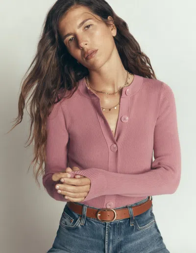 Boden Rhianne Baumwollstrickjacke Aus Rippstrick In Rosa | Grösse Medium In Pink