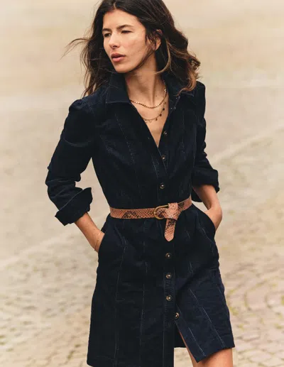 Boden Rhoda Kurzes Cordkleid In Blau | Grösse 30 In Blue