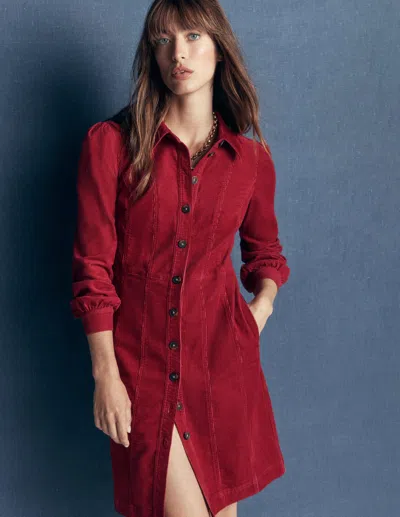 Boden Rhoda Kurzes Cordkleid In Rot | Grösse 30 In Red