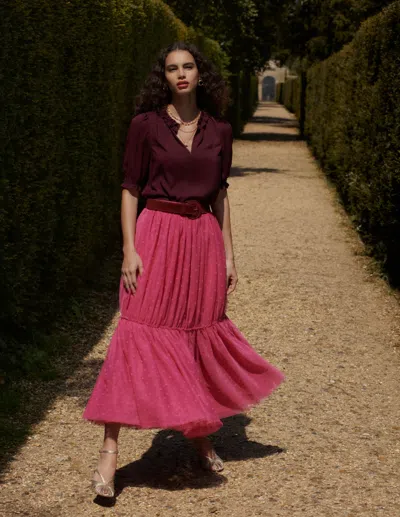 Boden Ria Short Sleeve Top Dark Cherry  In Pink
