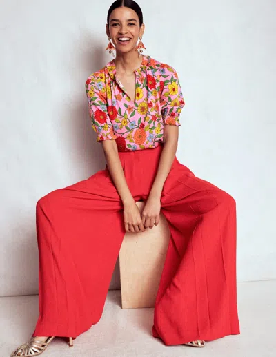 Boden Ria Short Sleeve Top-rose Bloom, Dahlia Trial Female  In Red