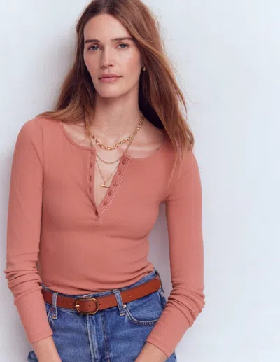 Boden Rib Henley Vintage Rose  In Red