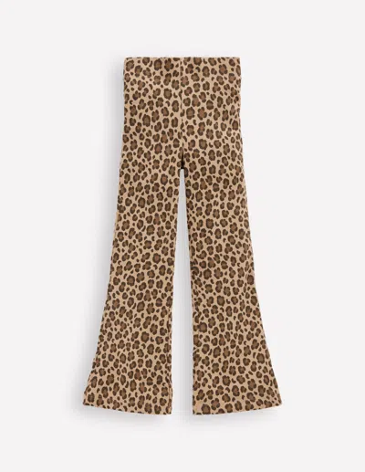 Boden Kids' Ribbed Flared Legging Leopard  In Animal Print