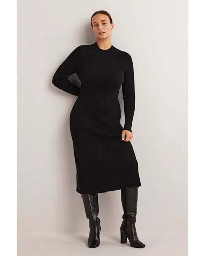 Boden Ribbed Knitted Midi Dress In Black