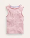 Boden Ribbed Lace Trim Tank Topfrench Pink Girls  In French Pink