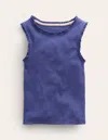 Boden Ribbed Lace Trim Tank Topstarboard Girls  In Starboard