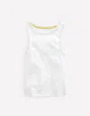 Boden Ribbed Lace Trim Vest-white Female  In White
