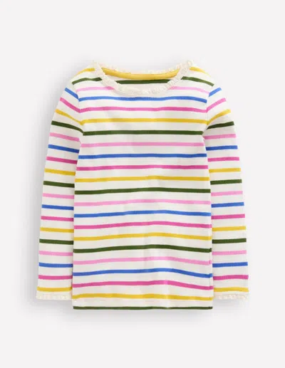 Boden Kids' Geripptes Langarmshirt-regenbogen Streifen In Multi