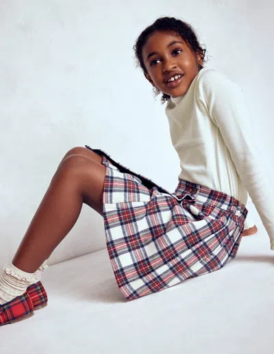 Boden Kids' Ribbed Roll Neck Top Ivory  In White