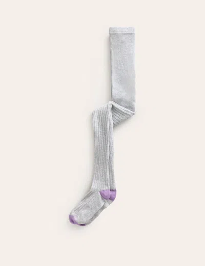 Boden Kids' Ribbed Tightsgrey Marl Girls  In Gray