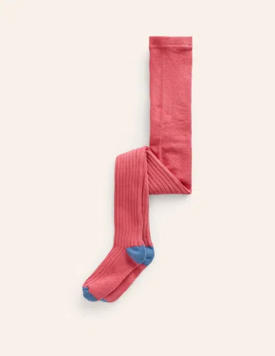 Boden Kids' Ribbed Tightsrose Petal Pink Girls  In Red