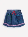 Boden Rock Mit Zackenlitze-mittlere Mischung Denim In Blue