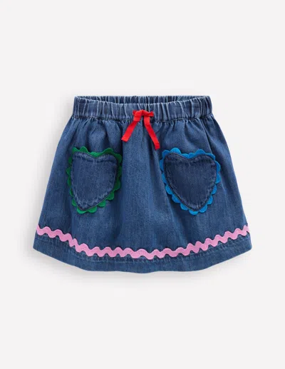 Boden Kids' Rock Mit Zackenlitze-mittlere Mischung Denim In Blue