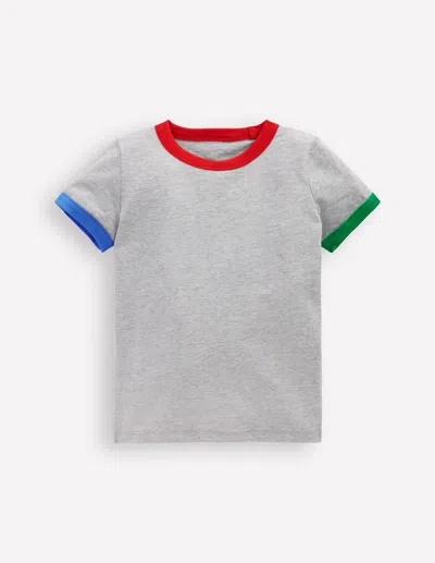 BODEN RINGER T SHIRT GREY MARL BOYS BODEN