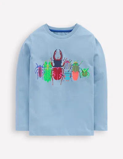 Boden Kids' Riso Langarmshirt-gletscherblau Käfer In Blue