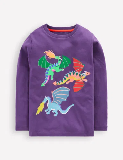 Boden Kids' Riso Langarmshirt-mystisches Lila Drachen In Purple