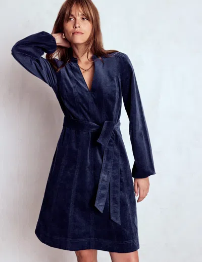 Boden Ros Panelled Cord Short Dress Navy  In Blue