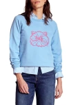 Boden Rosa Cat Embroidered Cotton Sweatshirt In Blue