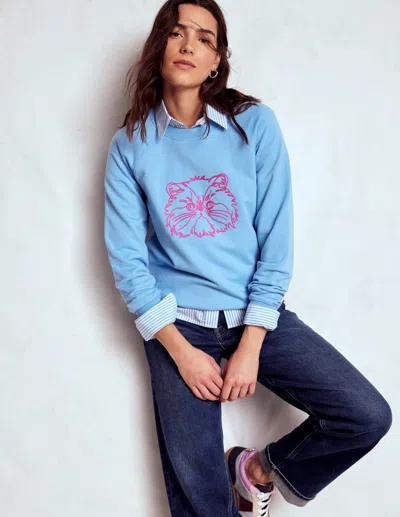 Boden Rosa Embroidered Sweatshirt-grumpy Cat Female  In Blue