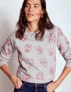 Boden Rosa Bedrucktes Sweatshirt-grau Und Rosa Schafgarbe, Hunde