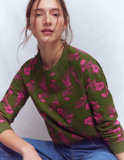 Boden Rosa Printed Sweatshirt Mayfly, Blossomy Sprig Medium  In Green