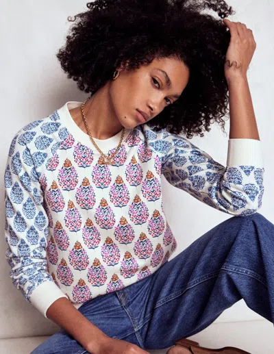 BODEN ROSA PRINTED SWEATSHIRT-MULTI, WILDFLOWER BOUQUET FEMALE BODEN
