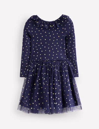 black gold button dress Navy Golden Moon & Star Velvet Wrap Dress – Heartbreak Boutique main image 0