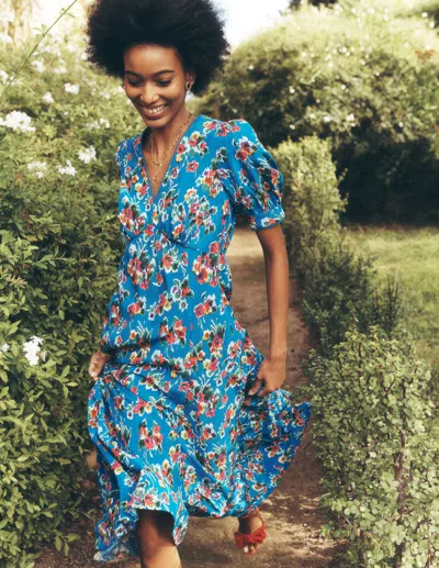 Boden Rosie Godet Tea Dressgallery Blue, Abstract Posy Women  In Gallery Blue/ Abstract Posy
