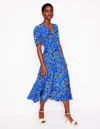 Boden Rosie Floral Print Puff Sleeve Godet Maxi Dress In Gallery Blue/ Abstract Posy