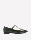 Boden Round Toe T-bar Flats-green Patent Female  In Black