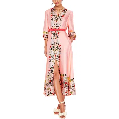 Boden Ruby Botanical Print Long Sleeve Shirtdress In Pink