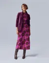 Boden Ruched Jersey Midi Dress Hollyhock, Peony Bloom  In Purple