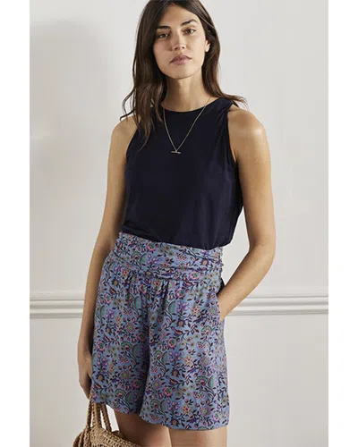 Boden Ruched Waistband Short In Blue