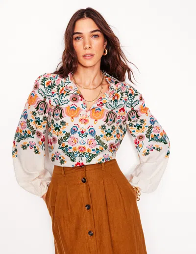 Boden Ruffle Collar Blouseivory, Tulip Fusion Women  In Multi
