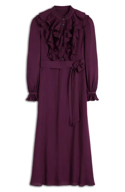 Boden Ruffle Detail Georgette Shirtdress In Purple