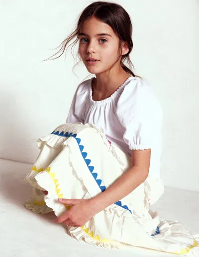 Boden Kids' Ruffle Midi Skirtsoft Ivory Rainbow Girls  In Multi