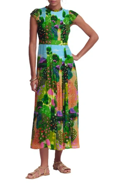Boden Ruffle Pleated Maxi Dress In Green