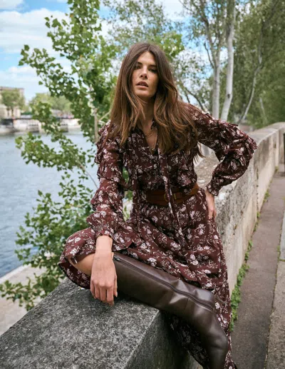 Boden Rüschenkleid Mit Bindeband In Braun | Grösse 30 In Brown