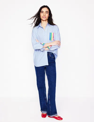 Boden Sadie Relaxed Cotton Shirtrainbow Stripe Placement Women  In Rainbow Stripe Placement