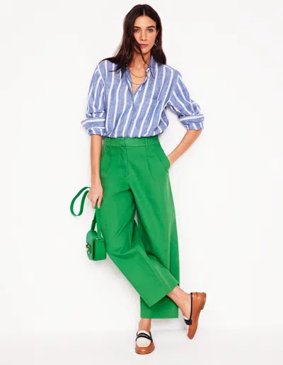 Boden Sadie Relaxed Linen Shirt-bright Blue Woven Breton Female