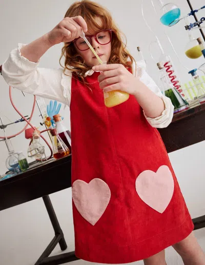Boden Kids' Saffy Cord Pinafore Dress Poppy Red Girls