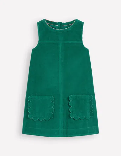 Boden Kids' Saffy Schürzenkleid Aus Cord-juwelgrün In Green